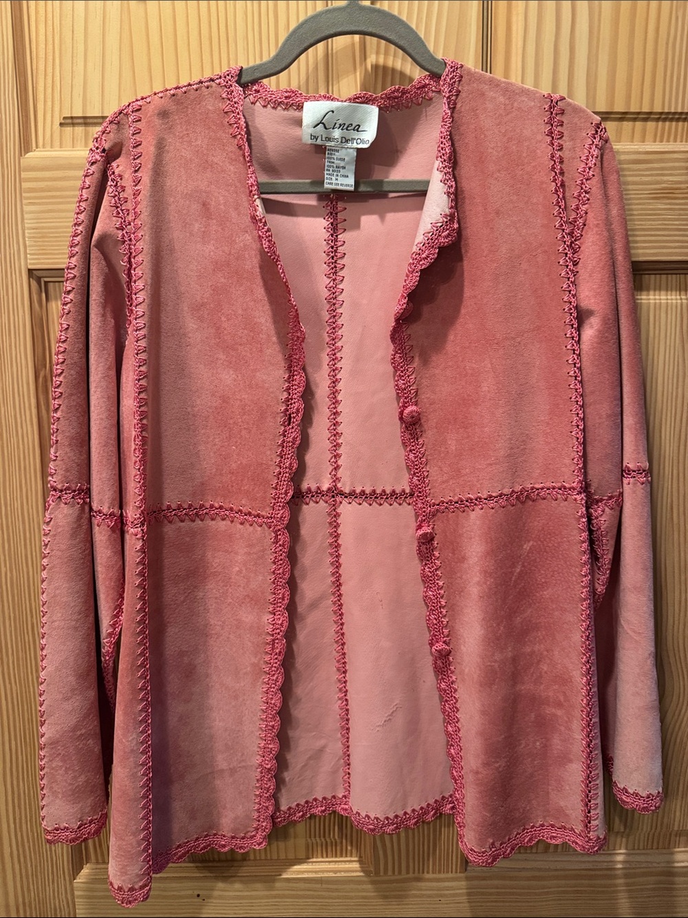 Linea by Louis Dell'Olio Pink Suede Patchwork Jean Jacket